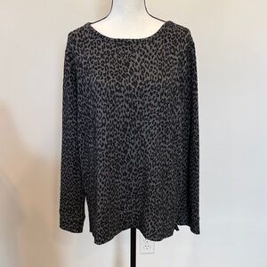 Liz Claiborne Weekend Leopard Print Long Sleeve Top Size XL